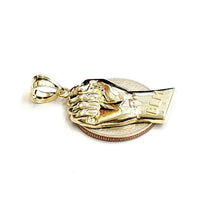 Load image into Gallery viewer, 10k yellow gold fist BLM black lives matter pendant charm jewelry unisex 2.7g