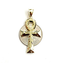 Load image into Gallery viewer, 10k yellow gold Egyptian ankh cross pendant charm fine religious jewelry 2.3g