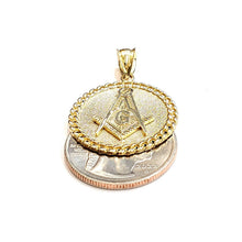 Load image into Gallery viewer, New 10k yellow Gold round Freemason Masonic Pendant 0.97" religious jewelry 3.9g