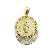 Load image into Gallery viewer, 10k yellow gold round virgin Guadalupe Pendant fine religious jewelry 0.97" 3.8g