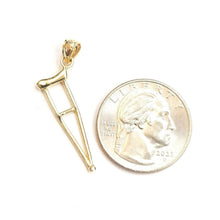 Load image into Gallery viewer, 14k yellow Gold 3D crutch handicap muleta de san lazaro Pendant fine jewelry 1.4g