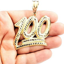Load image into Gallery viewer, 10K Solid Yellow Gold Diamond Cut One Hundred 100 Charm Pendant jewelry 12.3g