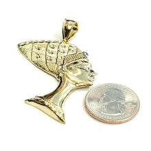 Load image into Gallery viewer, 10k yellow solid Gold Egyptian Nefertiti head Pendant fine gift jewelry 10.3g
