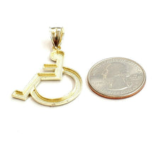 Load image into Gallery viewer, 10k yellow Gold handicap disability Pendant charm diamond cut fine jewelry 2.6g