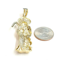 Load image into Gallery viewer, 10k yellow gold Santa Muerte holy death Pendant fine gift jewelry unisex 8.8g
