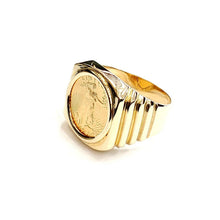 Load image into Gallery viewer, 14K Gold men's coin ring 12.9g 5 dollars 1/10 oz 22k American eagle size 10.25