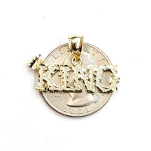 Load image into Gallery viewer, New 10k yellow Gold KING Crown word Pendant charm diamond cut fine jewelry 2g