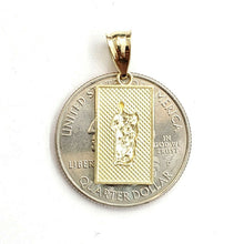 Load image into Gallery viewer, 10k two tone gold rectangular saint Jude juda pendant charm religious gift 1.3g