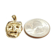 Load image into Gallery viewer, 14k yellow gold cry later sad face mask drama theater act pendant jewelry 2.5g