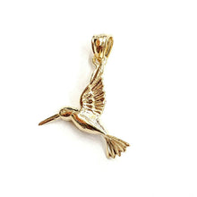 Load image into Gallery viewer, New 14k yellow Gold solid 3D Hummingbird Pendant charm gift fine jewelry 2g