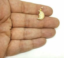 Load image into Gallery viewer, 14k yellow gold 3D hollow moon pendant charm astronomy fine gift jewelry 1.1g
