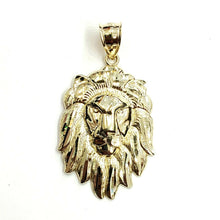 Load image into Gallery viewer, 10k yellow solid Gold lion head face zodiac Pendant charm fine jewelry 3.9g