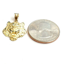 Load image into Gallery viewer, 14k yellow solid Gold tiger male head face Pendant diamond cut fine jewelry 2g