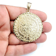 Load image into Gallery viewer, 10k yellow Gold solid Aztec Mayan sun calendar Azteca pendant gift 1.87" 14.2g