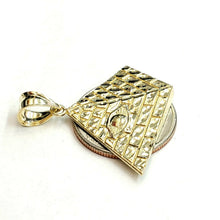 Load image into Gallery viewer, 10k yellow solid Gold Egyptian pyramid eye Pendant diamond cut fine jewelry 4g
