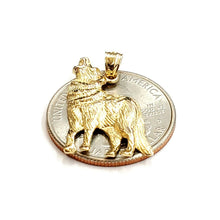 Load image into Gallery viewer, 14k yellow Gold howling wolf full body animal Pendant charm fine jewelry 2.3g