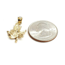 Load image into Gallery viewer, New 14k yellow gold solid maple leaf pendant charm gift fine jewelry 1.4g