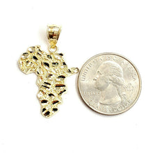 Load image into Gallery viewer, 10k yellow gold nugget Africa continent outline map pendant charm jewelry 2.1g