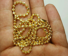 Load image into Gallery viewer, New 10K yellow gold 2.90mm ball bead chain moon cut Necklace jewelry 14.8g 28"