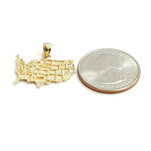 Load image into Gallery viewer, 14k yellow gold United States USA outline map pendant charm fine jewelry 2.2g