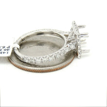 Load image into Gallery viewer, 1.14Ct Natural Diamond 14k White Gold Semi Mount halo Ring square center sz 6.5