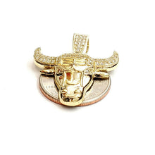 Load image into Gallery viewer, 10k yellow Gold Taurus bull zodiac Pendant cubic zirconia fine gift jewelry 4.6g