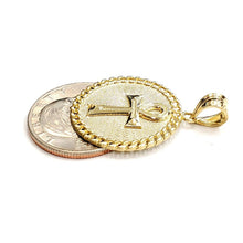 Load image into Gallery viewer, 10k yellow gold round Egyptian ankh cross pendant religious fine jewelry 3.6g