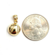 Load image into Gallery viewer, New 14k yellow Gold baseball Pendant charm sport game fine jewelry gift 2.1g