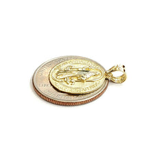 Load image into Gallery viewer, New 10k yellow gold round saint benedict san Benito pendant jewelry 0.69" 2.1g