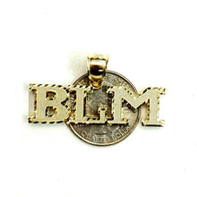 Load image into Gallery viewer, New 10k yellow gold BLM black lives matter pendant charm fine gift unisex 4.2g