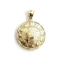 Load image into Gallery viewer, New 10k yellow gold hollow two sided Jesus & virgin Guadalupe pendant 1.03" 4.6g