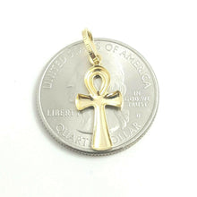 Load image into Gallery viewer, 14k yellow gold tiny Egyptian ankh cross pendant charm religious jewelry 0.5g