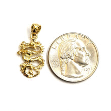 Load image into Gallery viewer, New 14k yellow Gold 3D dragon Pendant charm solid lucky gift fine jewelry 1.5g