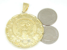 Load image into Gallery viewer, 10k yellow gold hollow two sided Jesus & virgin Guadalupe pendant 1.79" 17.2g