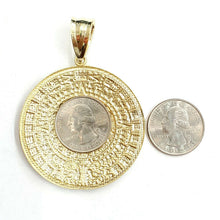 Load image into Gallery viewer, 10k yellow Gold solid Aztec Mayan sun calendar Azteca pendant gift 2.08" 18.2g