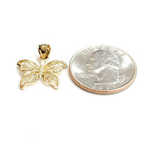 Load image into Gallery viewer, New 14k yellow Gold butterfly Pendant charm filigree gift fine jewelry 1.1g