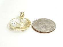 Load image into Gallery viewer, 10k yellow gold round globe planet earth world map pendant jewelry 0.88" 1.9g
