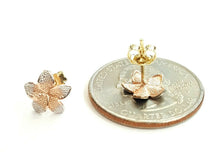 Load image into Gallery viewer, 14k multi color Gold Hawaiian flower Earring jewelry Push Back Fastening 1.1g