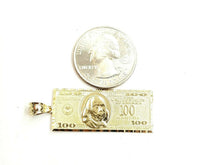 Load image into Gallery viewer, New 14k yellow gold 100 dollar bill money lucky pendant charm fine jewelry 4.5g