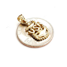Load image into Gallery viewer, 14k yellow Gold USN Pendant United States Navy military anchor fine jewelry 2.5g