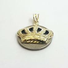 Load image into Gallery viewer, 10k yellow gold crown pendant charm fine jewelry gift necklace diamond cut 2.3g
