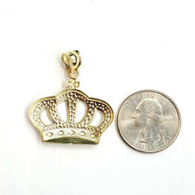 Load image into Gallery viewer, 10k yellow gold crown pendant charm fine jewelry gift necklace diamond cut 2.8g