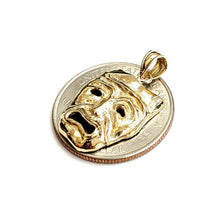 Load image into Gallery viewer, 14k yellow gold cry later sad face mask drama theater act pendant jewelry 2.5g