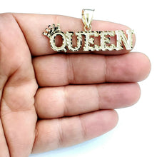 Load image into Gallery viewer, 10k yellow Gold Queen Crown Tiara Pendant charm diamond cut fine jewelry 4.4g