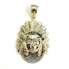Load image into Gallery viewer, New 10k yellow solid Gold Indian face head Pendant fine gift jewelry 1.50" 7.8g