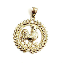 Load image into Gallery viewer, 14k yellow Gold rooster chicken bird Pendant charm diamond cut fine jewelry 3.8g