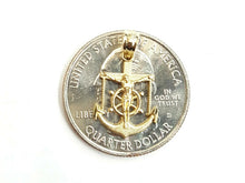 Load image into Gallery viewer, New 14k yellow Gold tiny Jesus anchor and wheel Pendant fine gift jewelry 0.7g