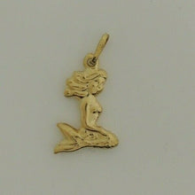 Load image into Gallery viewer, 14k yellow Gold hollow full body mermaid Pendant charm fine gift jewelry 1.4g