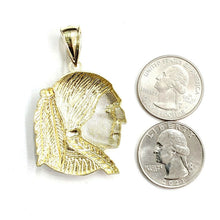 Load image into Gallery viewer, New 10k solid yellow Gold Chief face head Pendant diamond cut fine jewelry 9.2g