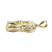 Load image into Gallery viewer, 10k yellow Gold Egypt jackal god Anubis holding Ankh Pendant fine jewelry 6g